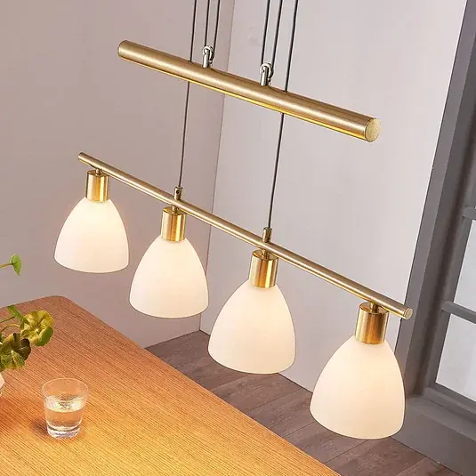 Lindby függőlámpa Simeon, sárgaréz színű, üveg, 73 cm, E14 Legnépszerűbb