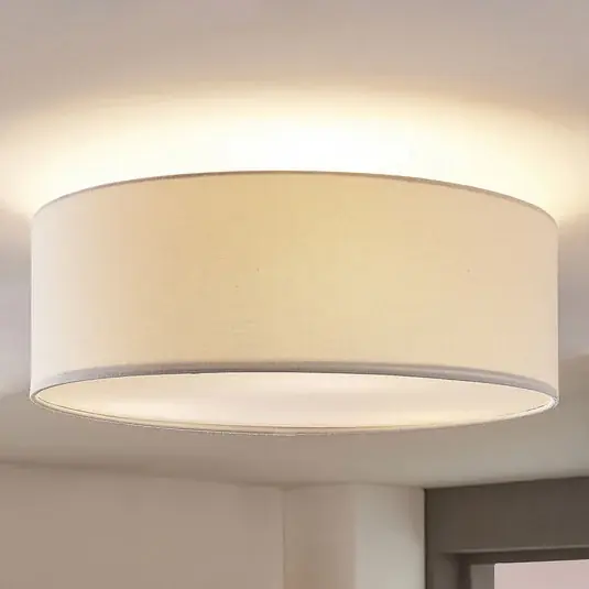 Akció Lindby mennyezeti lámpa Mariat, fehér, vászon, Ø 45 cm, E27