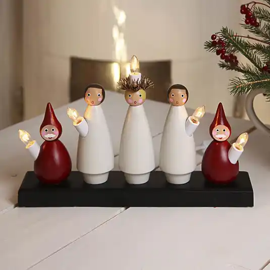 Biztonságos fizetés Luciakör gyertyalámpa kórus motívummal, 5 égős