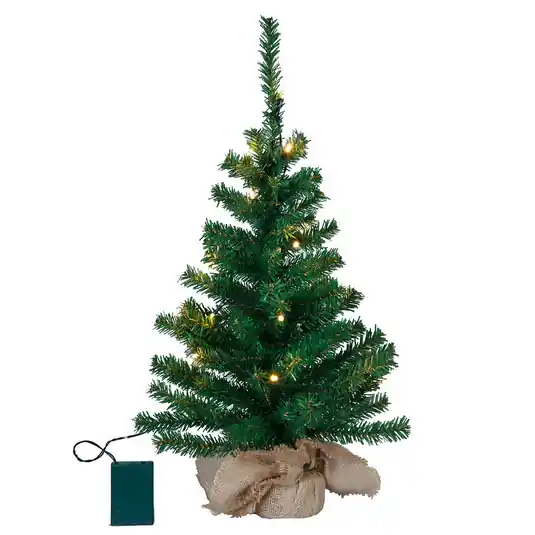 Szezonális akció Toppy kis LED fa jutazsákban