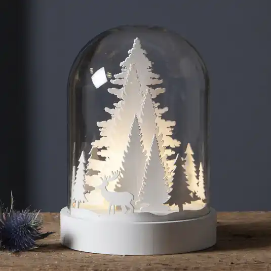 Népszerű Kupol LED deco lámpa erdei jelenet, fehér
