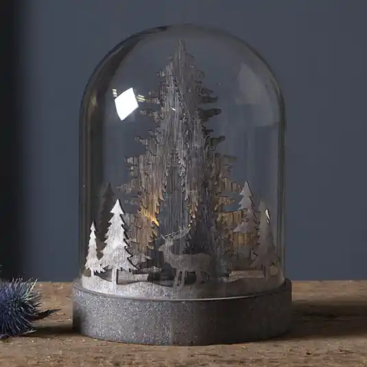 Exkluzív ajánlat Kupol LED deco lámpa erdei jelenet, barna
