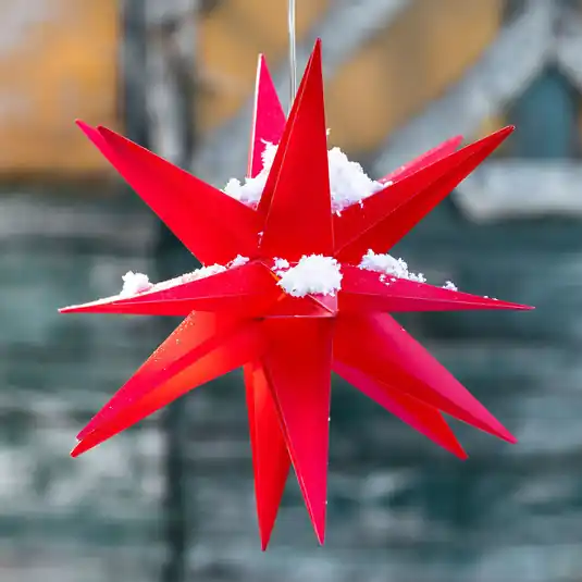 LED díszcsillag, 18 ágú, 3 égős, Ø 25 cm, piros Végkiárusítás