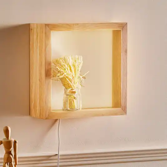 LED fali lámpa Window, 37x37 cm, tölgy Kihagyhatatlan ajánlat