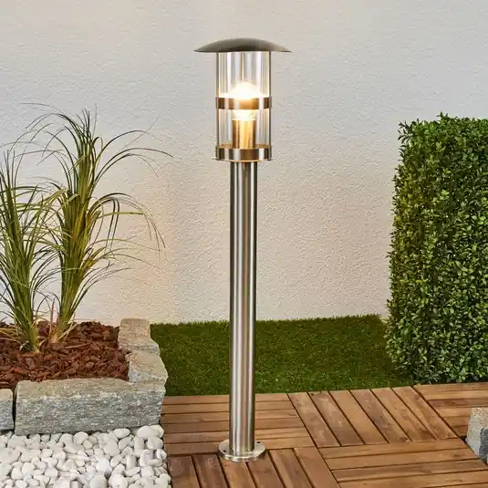 Bestseller Lindby ösvény lámpa Noemi, szürke, rozsdamentes acél, 80 cm, IP44