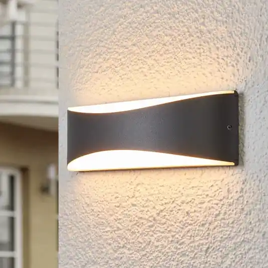 Lucande LED-es kültéri fali lámpa Akira, antracit, fém, 23cm Árengedmény