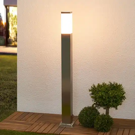 Rendeld meg most Lindby Lorian pillér világítás, 100 cm, rozsdamentes acél, IP44, E27