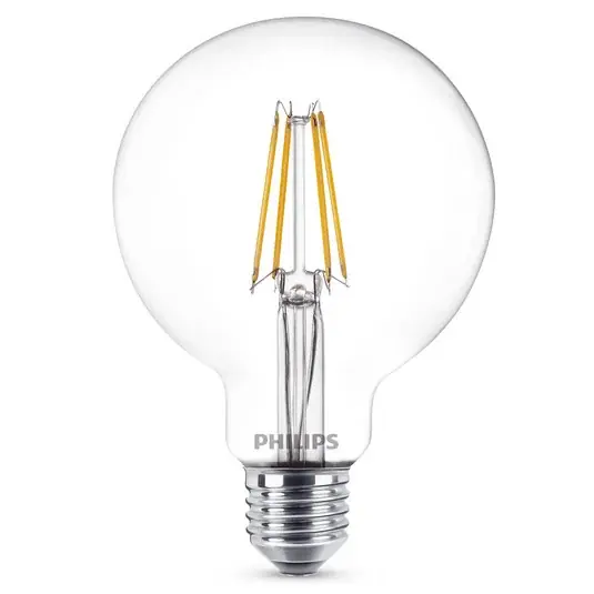 LED gömb lámpa E27 7W 827 G95 átlátszó Azonnal elérhető