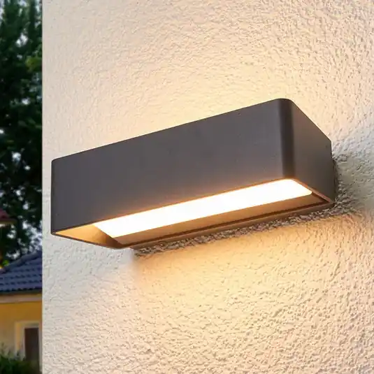 Vásárlói kedvenc Lucande LED kültéri fali lámpa Midvig, sötétszürke, szögletes, IP65
