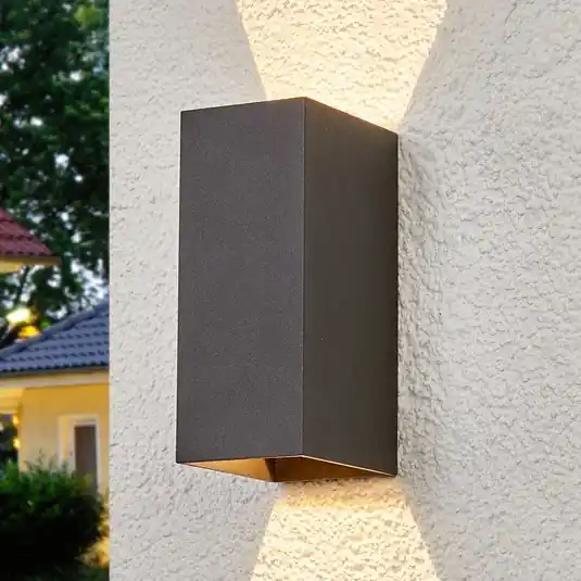 Vedd meg most Lucande LED kültéri fali lámpa Mikka, 17 cm, antracit, 2-lámpás.