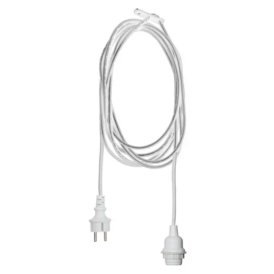 Alacsony ár E27 foglalat, Ute kábellel, 2,5 m, fehér