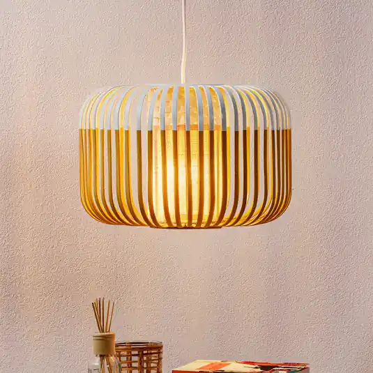 Forestier függő lámpa Bamboo S, Ø 35 cm, fehér Népszerű