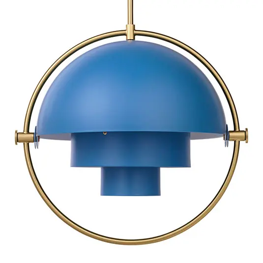 Prémium GUBI függőlámpa Multi-Lite, Ø 36 cm, sárgaréz/kék