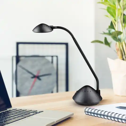 Olcsó LED asztali világítás MAULarc, fekete, magasság 38 cm, flexibilis
