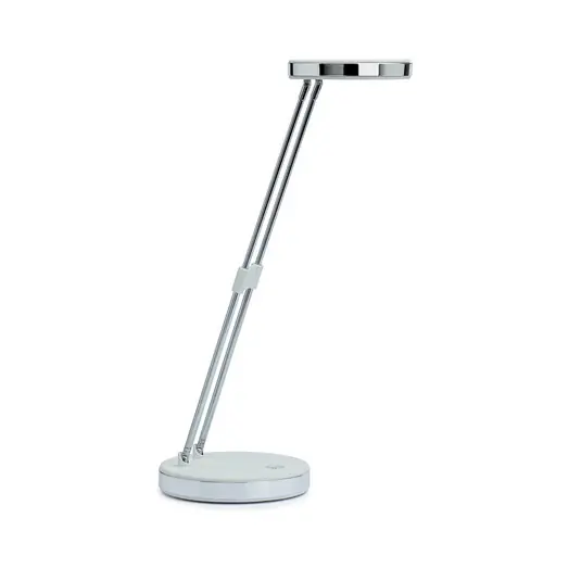 LED asztali lámpa MAULpuck, teleszkópos kar, fehér Kedvezményes ár