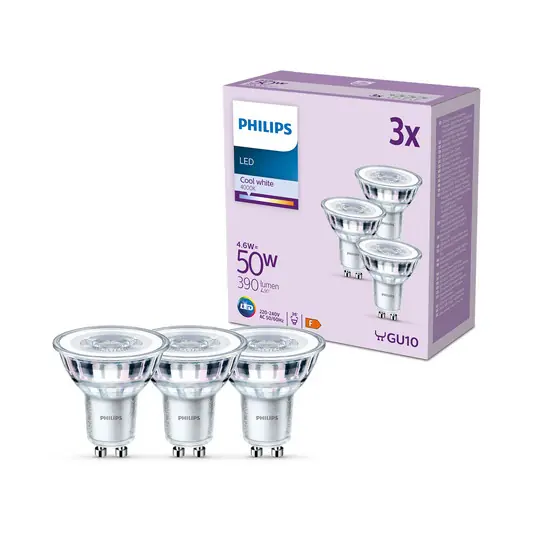 Akciós ár Philips LED lámpa GU10 4,6W 390lm 840 világos 36° 3db 3 db
