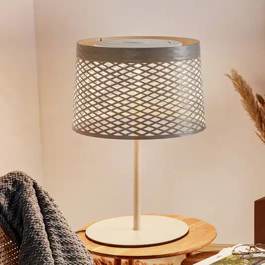 Olcsóbb Foscarini Twiggy Grid XL LED asztali lámpa, szürkésbézs