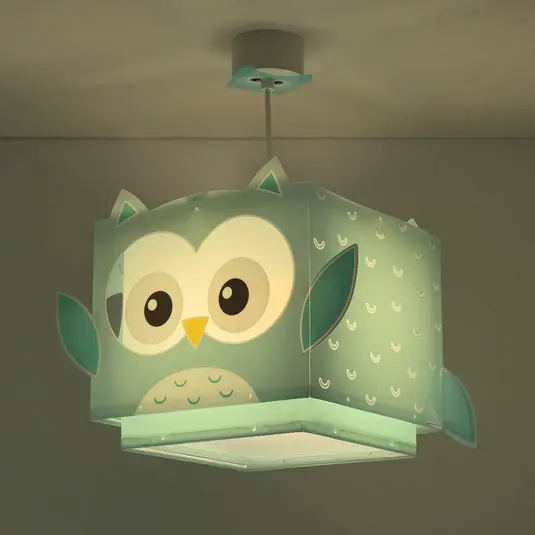 Árcsökkenés Dalber LITTLE OWL gyermek lógó lámpa, kék, bagoly mintával