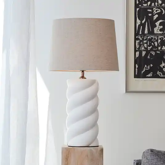Akció PR Home Spin asztali lámpa Ø35cm fehér/vászon