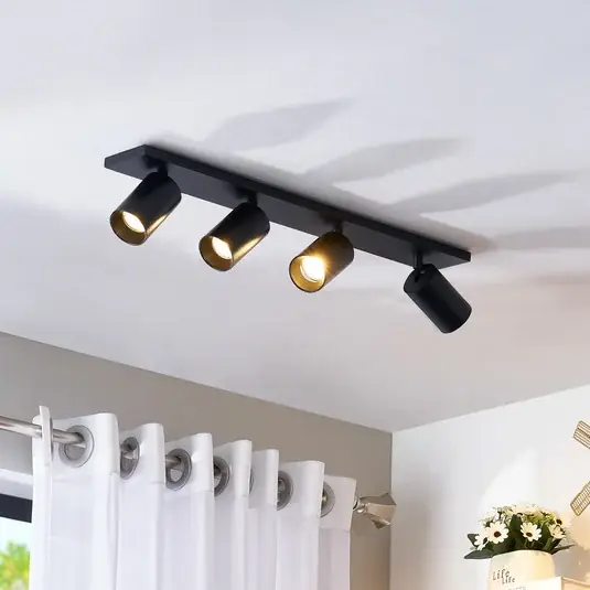Expressz kézbesítés Arcchio spotlámpa Brinja, fekete, 65 cm hosszú, Ø 7 cm, 4 izzós.