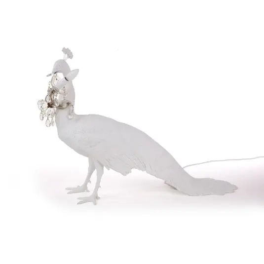 Azonnal elérhető LED dekor világítás Peacock Lamp fehér, kristályok