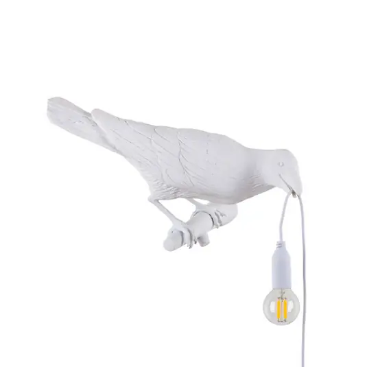 Rendeld meg most SELETTI Bird Lamp dekoratív kültéri fali lámpa, jobbra, fehér
