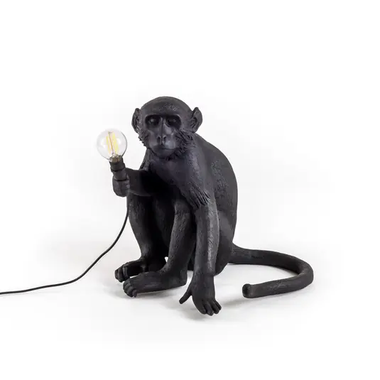 Akciós ár LED dekor terasz lámpa Monkey Lamp ülő fekete