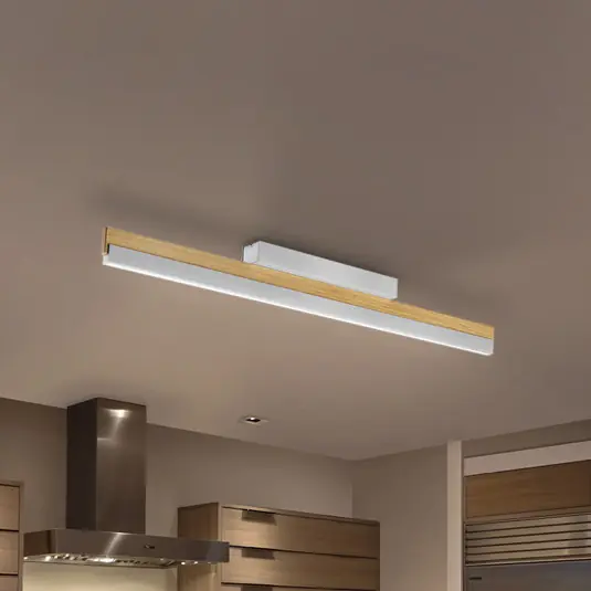 Quitani LED mennyezeti lámpa Keijo, nikkel/tölgyfa Azonnali szállítás