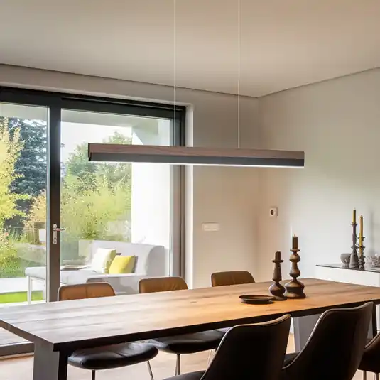 Expressz szállítás Quitani Keijo LED-es függesztett lámpa, fekete/dió, 103 cm