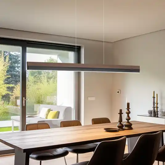 Quitani Keijo LED-es függesztett lámpa, fekete/dió, 123 cm Biztonságos vásárlás