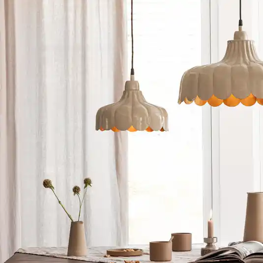 PR Home akasztólámpa Wells Small, bézs/arany, Ø 24 cm, dugó, dugalj Expressz szállítás