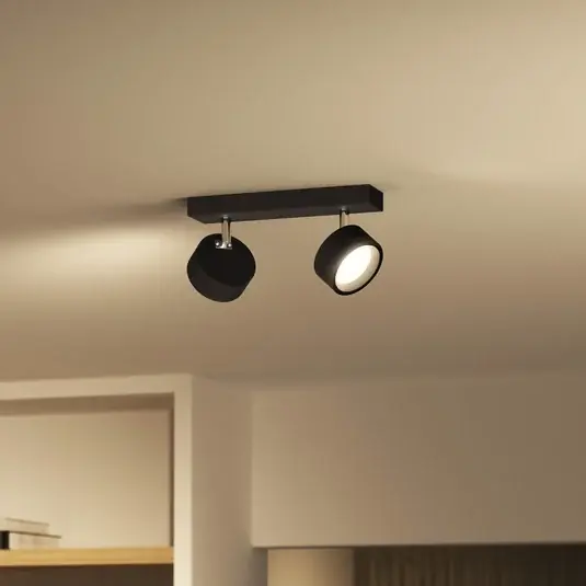 Philips Bracia LED mennyezeti spotlámpa, 2 izzós, fekete Végkiárusítás