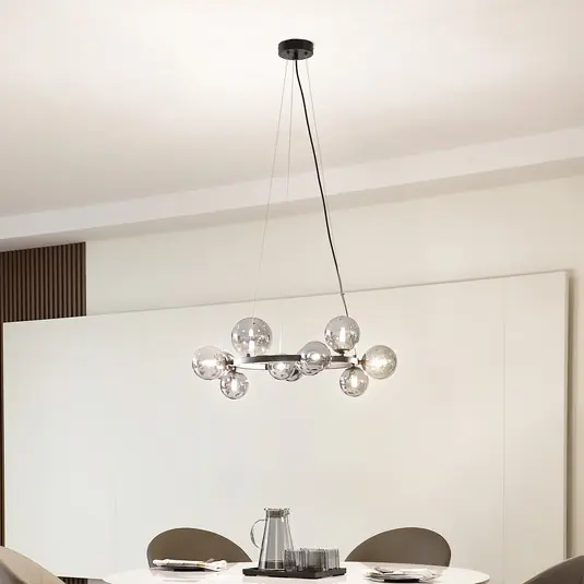 Lucande függőlámpa Naelen, fekete/szürke, 64.3 cm, üveg, G9 Azonnal elérhető