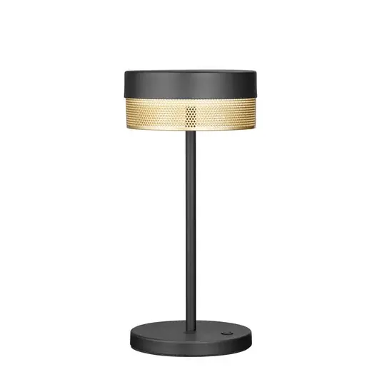 Ajánlat LED asztali lámpa Mesh újratölthető akkumulátor, magasság 30cm fekete/arany