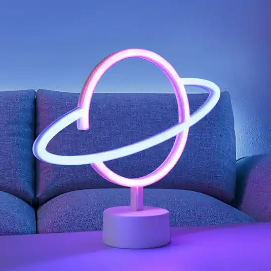 LED asztali világítás Neon Saturn, elemes Kiárusítás
