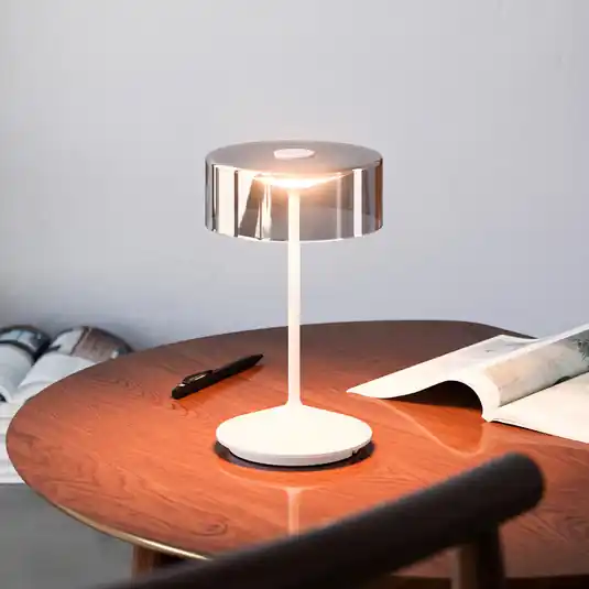 Legjobb ár Numotion LED-es újratölthető asztali lámpa, fehér, üveg, IP54, fényerőszabályozó