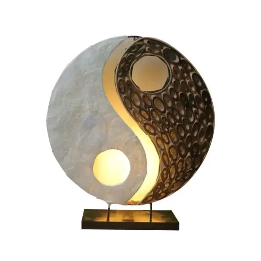 Kihagyhatatlan ajánlat Ying Yang asztali lámpa természetes anyagokból, 30 cm