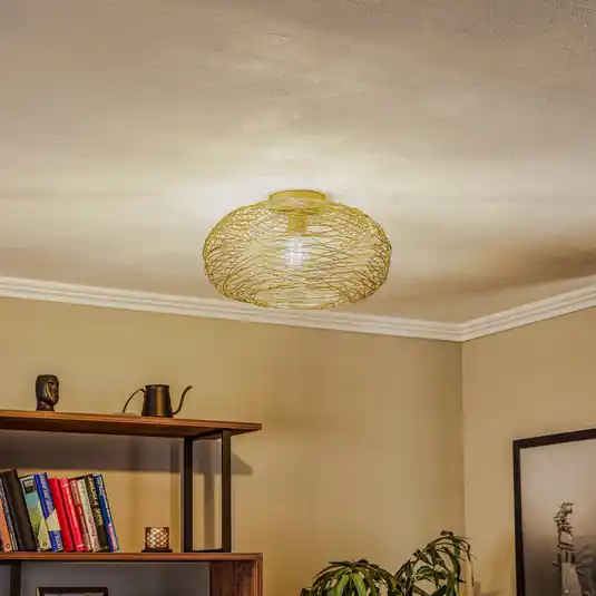 Szuper ajánlat Lindby mennyezeti lámpa Kaviya, arany színű, Ø 40 cm, vas, E27