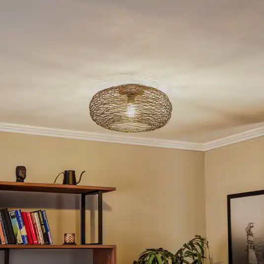 Lindby mennyezeti lámpa Kaviya, fekete, Ø 40 cm, vas, E27 Korlátozott ajánlat