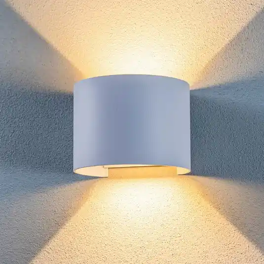 Lindby LED kültéri fali lámpa Nivar, kerek, fehér, fém, IP54 Olcsó