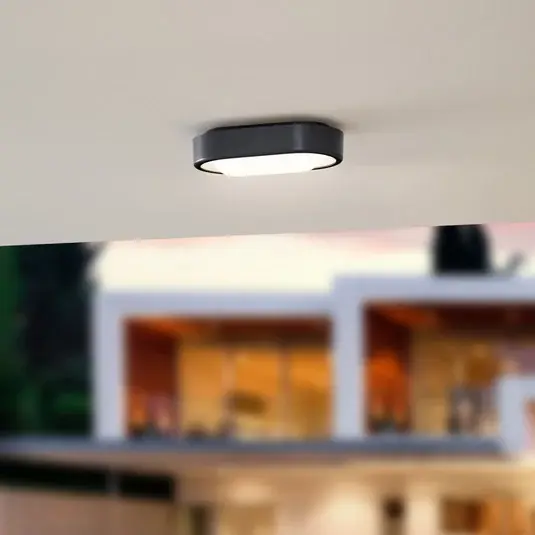 Biztonságos fizetés Lindby LED-es kültéri mennyezeti lámpa Niniel, fekete, 24 x 14 cm
