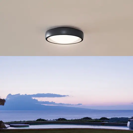 Azonnali szállítás Lindby LED kültéri mennyezeti lámpa Niniel, fekete, Ø 25 cm