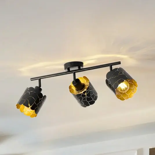 Lindby mennyezeti lámpa Aralena, fekete/arany, 3 lámpás, hossza 70cm Olcsóbb