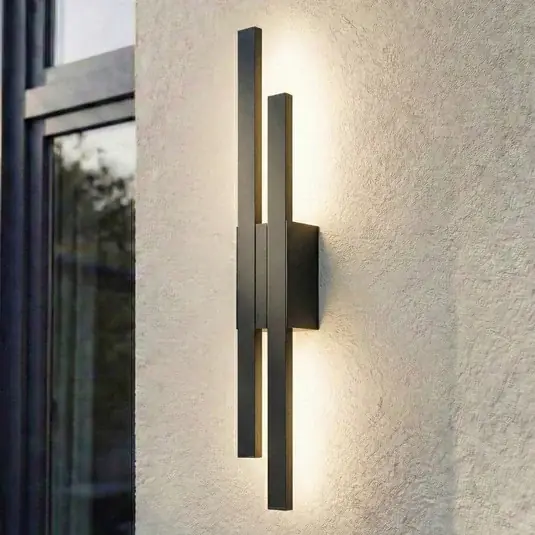 Lindby Sakari LED kültéri fali világítás, fekete, alumínium, magasság 59 cm Akció