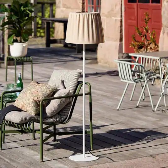 Árcsökkenés PR Home kültéri állólámpa Agnar, fehér/barna, 140 cm