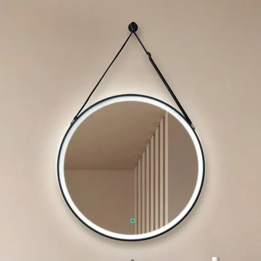 Nézd meg most Lucande LED-es tükör Lelin, Ø 60 cm, fekete, alumínium, CCT
