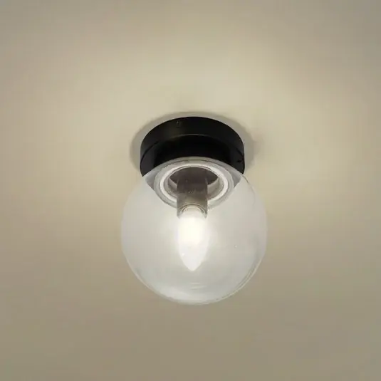 Lucande Badolo mennyezeti lámpa, fekete, üveg, Ø 15 cm, IP44 Olcsó