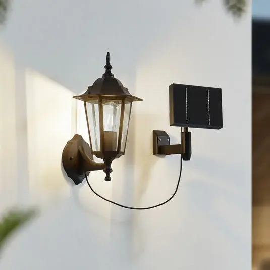 Lindby LED-es napelemes fali lámpa Sayata, fekete, alumínium, lámpás Outlet