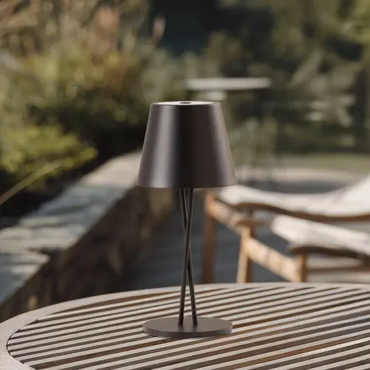 Lindby LED-es újratölthető asztali lámpa Janea CROSS, fekete, fém Szuper ajánlat
