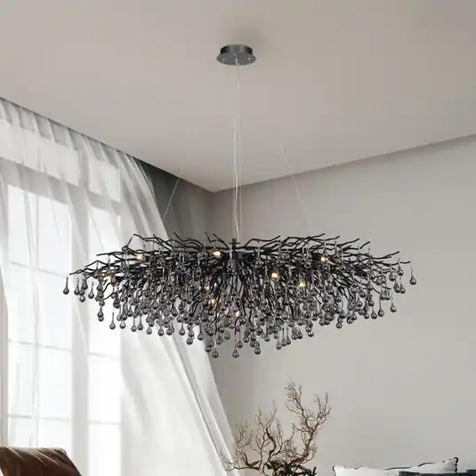Kihagyhatatlan ajánlat Jégcsap csillár, fekete, üveg lógó, hossza 150 cm